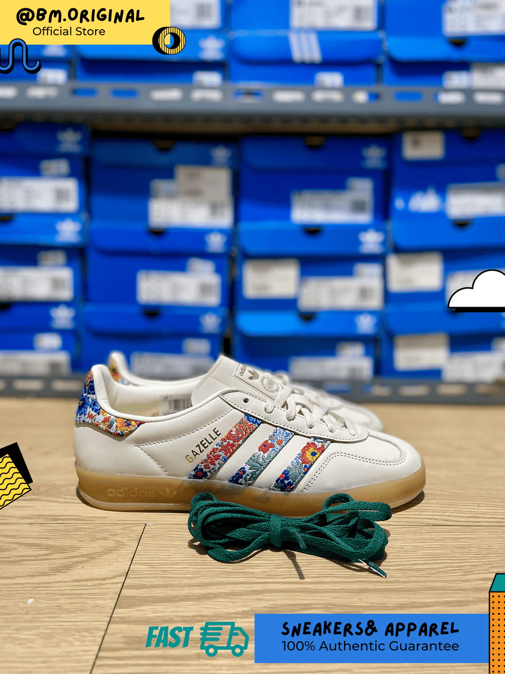 Adidas Gazelle Indoor Liberty London Off White Gold Metallic Gum JH7370
