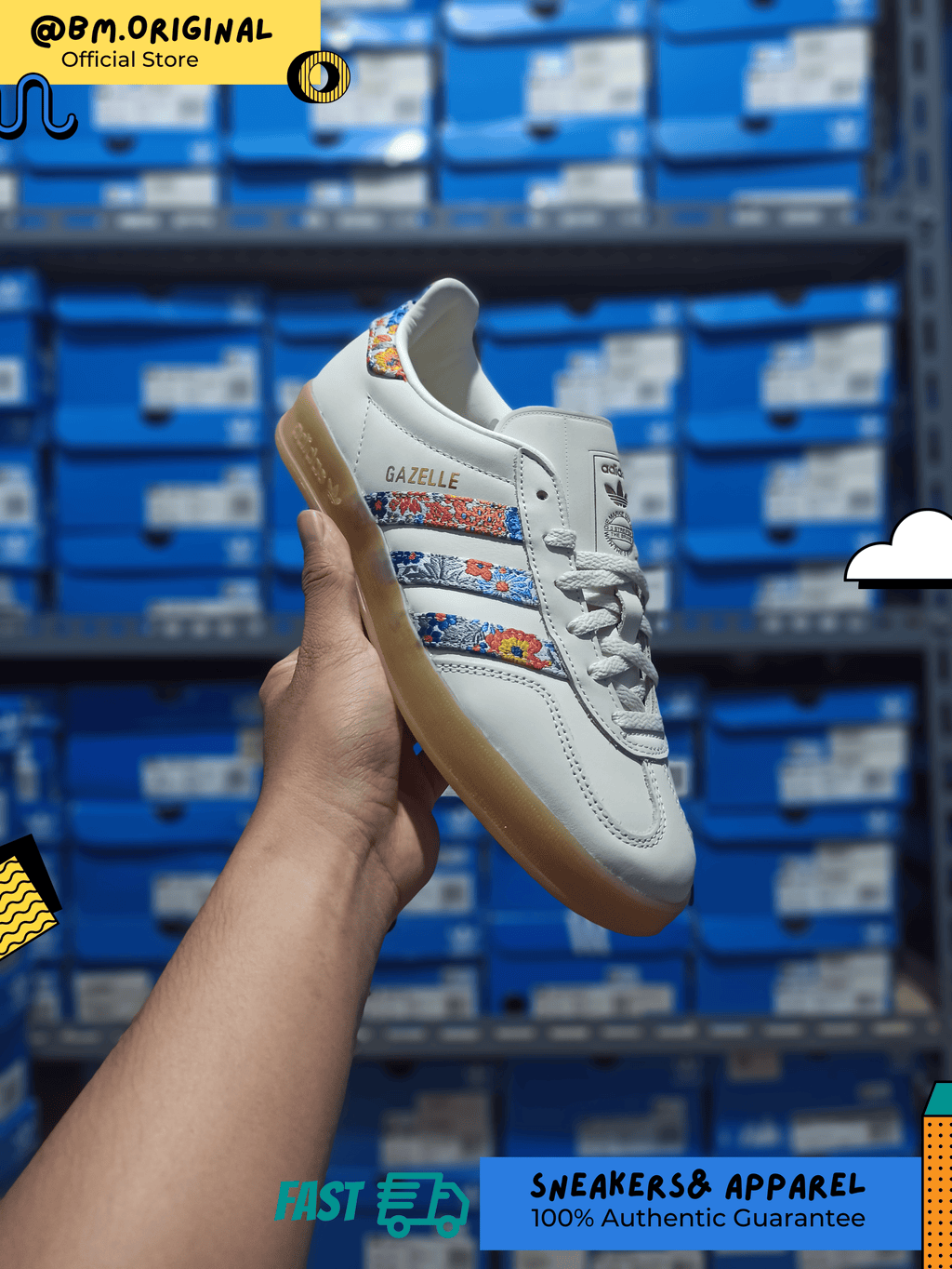 Adidas Gazelle Indoor Liberty London Off White Gold Metallic Gum JH7370