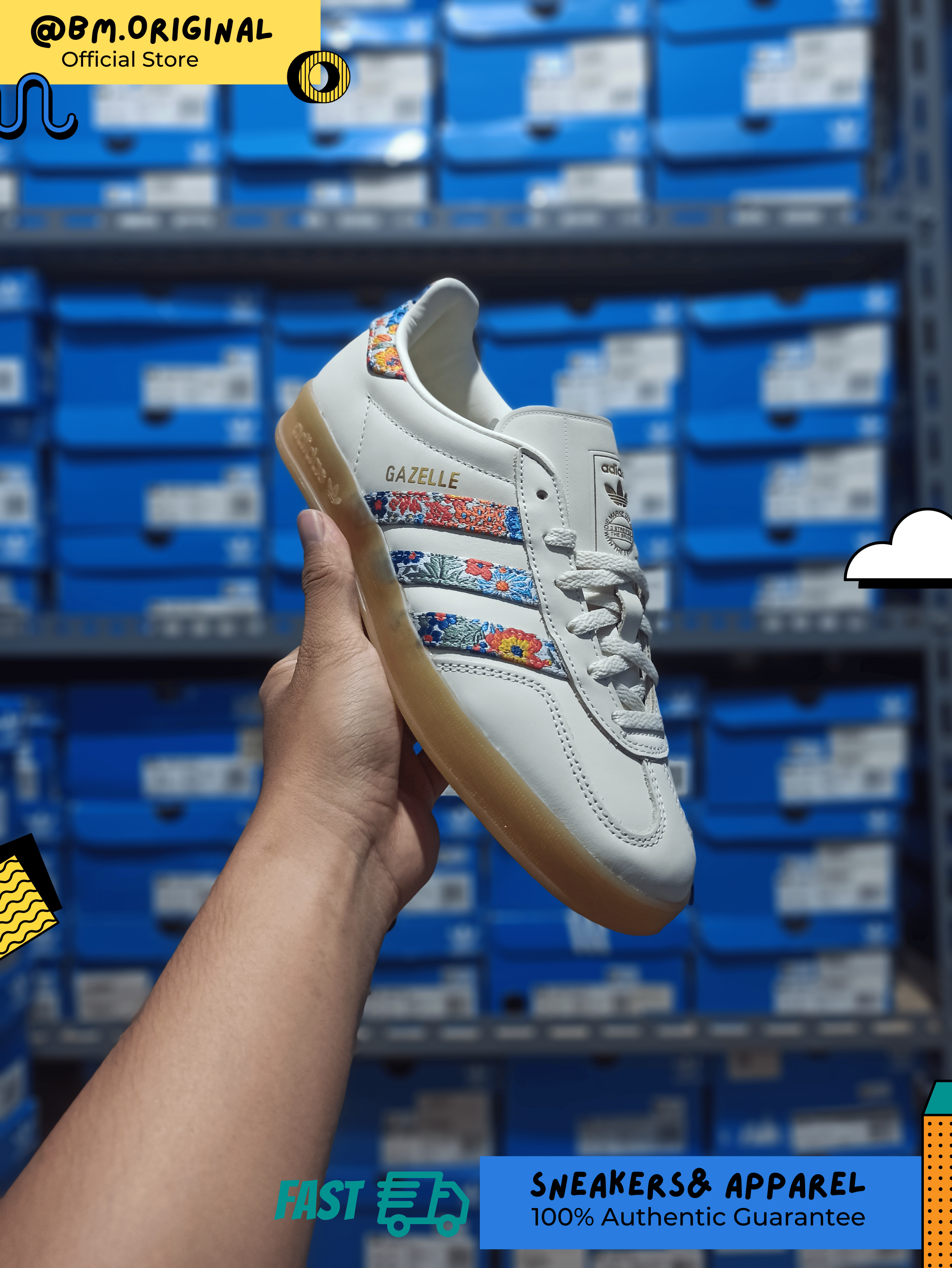Adidas Gazelle Indoor Liberty London Off White Gold Metallic Gum JH7370
