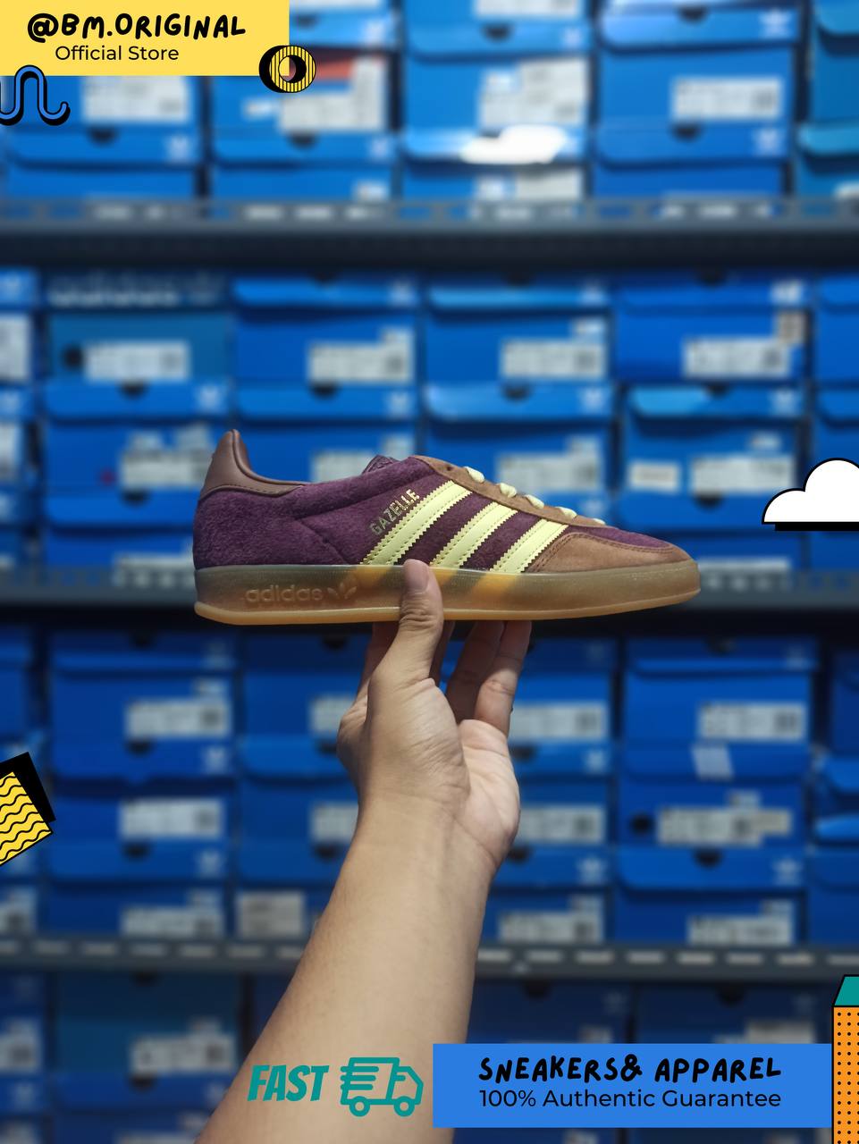 Adidas Gazelle Indoor Maroon Almost Yellow Preloved Brown JI0324