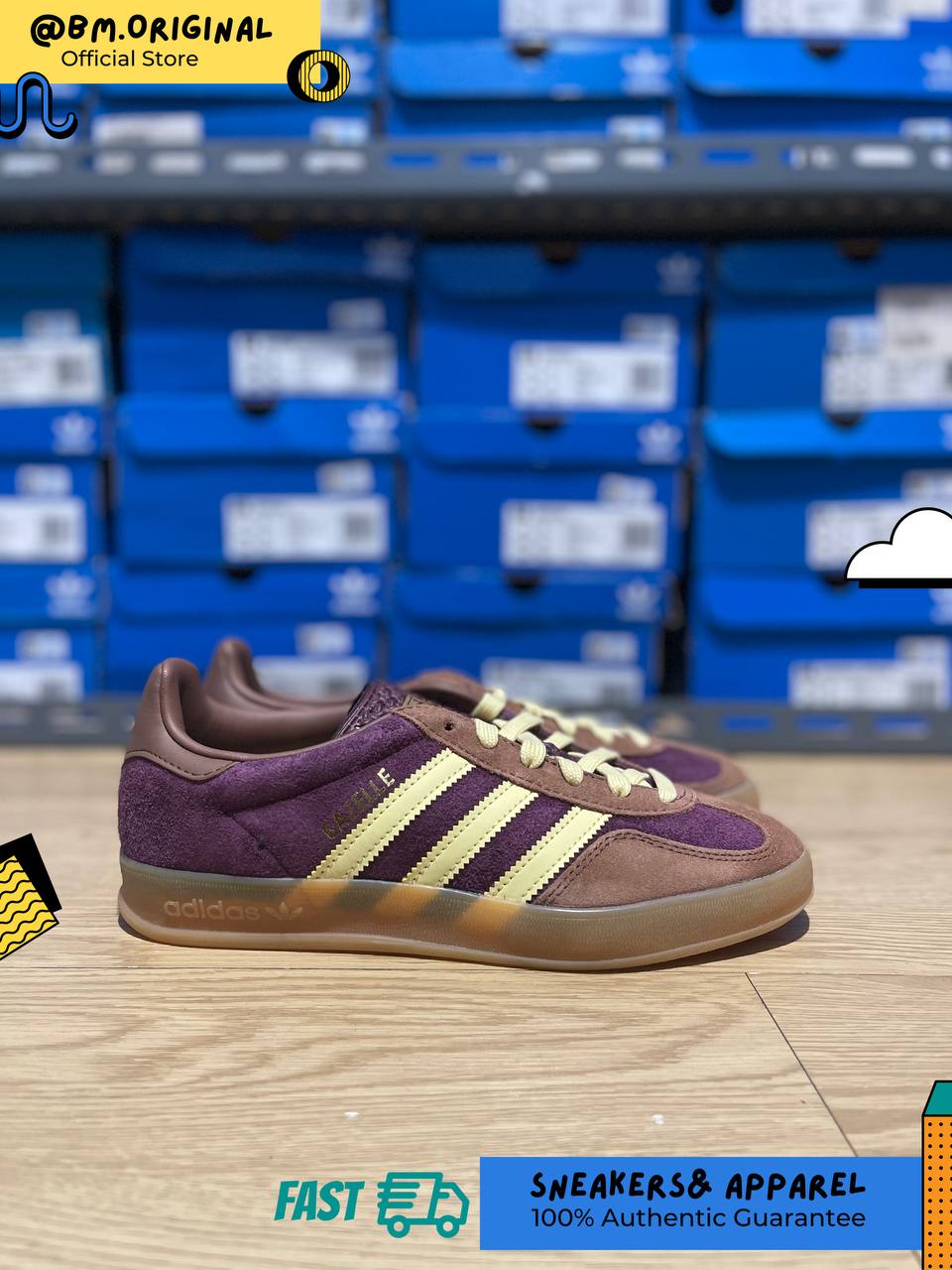 Adidas Gazelle Indoor Maroon Almost Yellow Preloved Brown JI0324