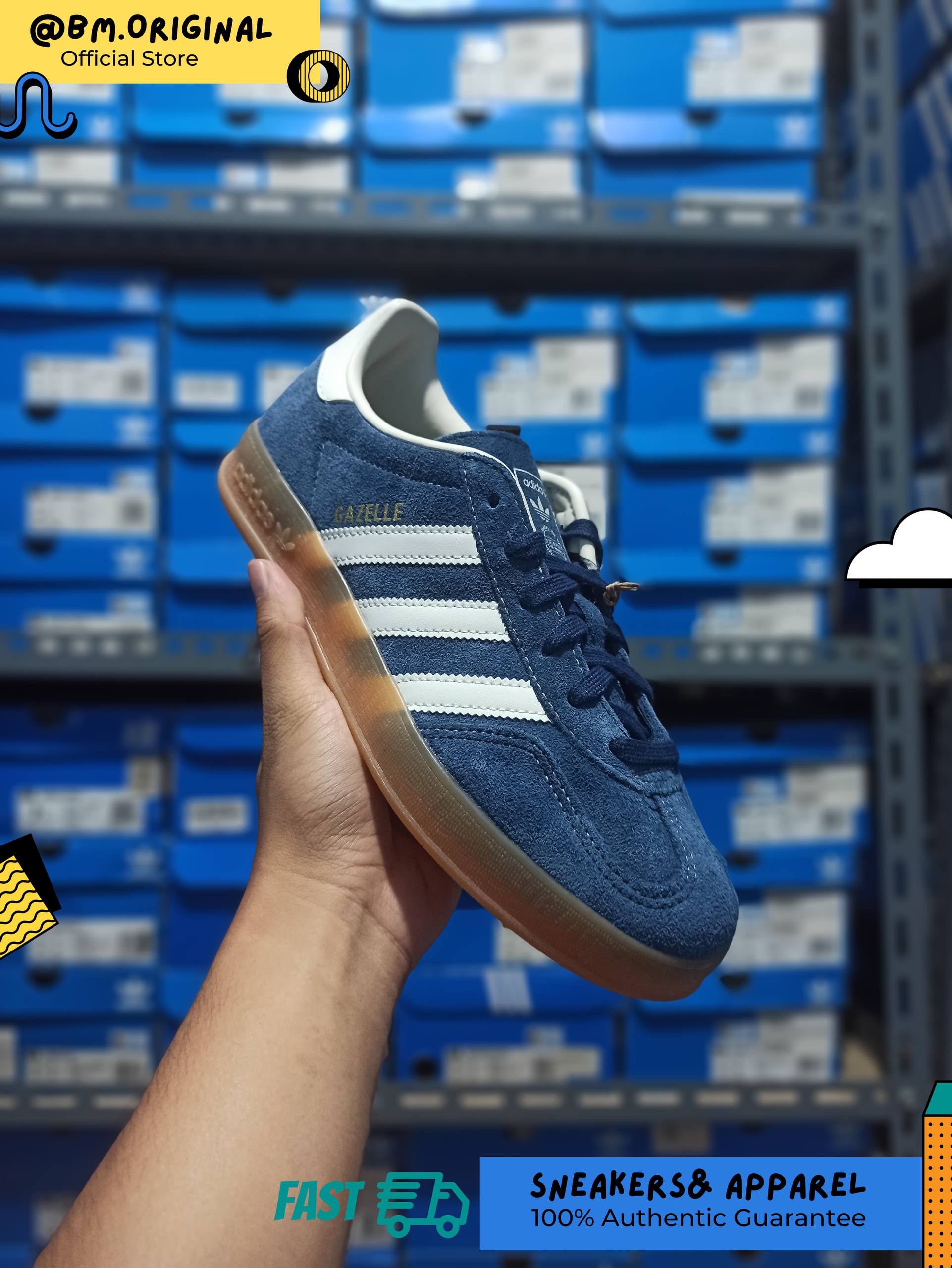 Adidas Gazelle Indoor Night Indigo Off White Gold Metallic JQ8393