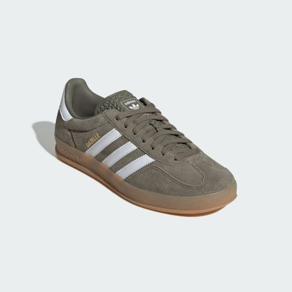 Adidas Gazelle Indoor Olive Strata Cloud White Gold Metallic JQ0174