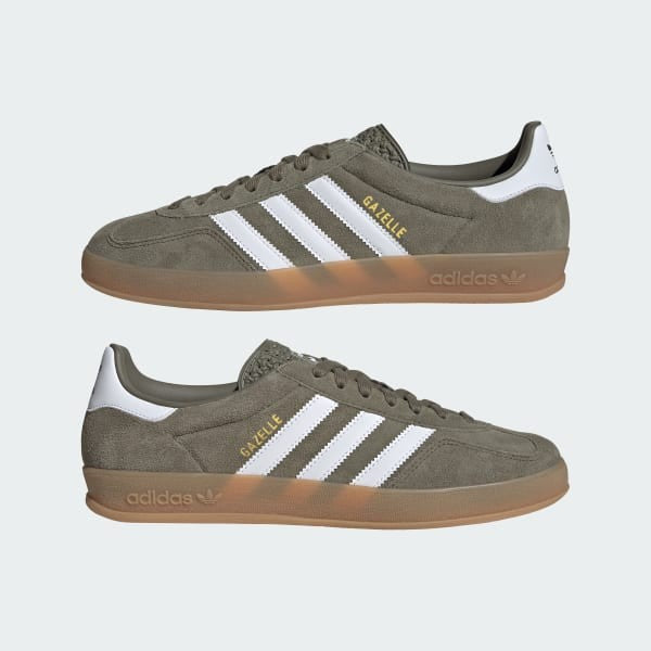 Adidas Gazelle Indoor Olive Strata Cloud White Gold Metallic JQ0174