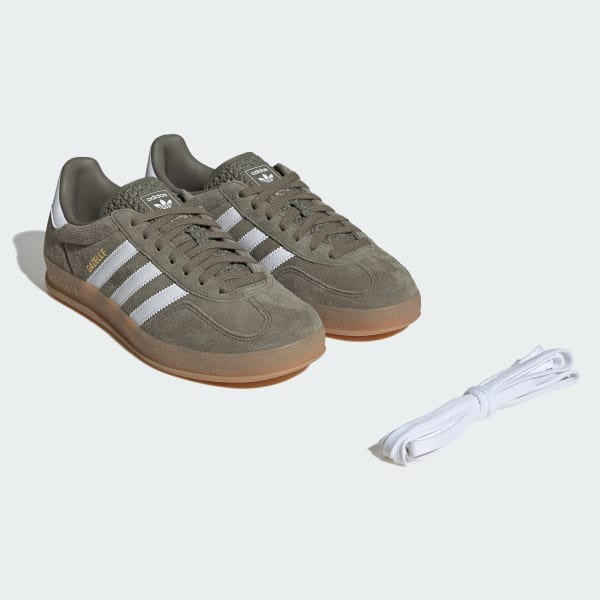 Adidas Gazelle Indoor Olive Strata Cloud White Gold Metallic JQ0174