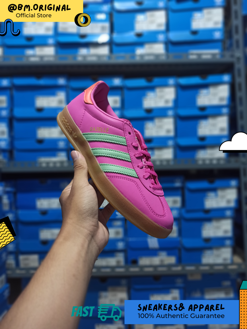 Adidas Gazelle Indoor Semi Lucid Fuchsia Semi Green Spark Signal Coral JI2718