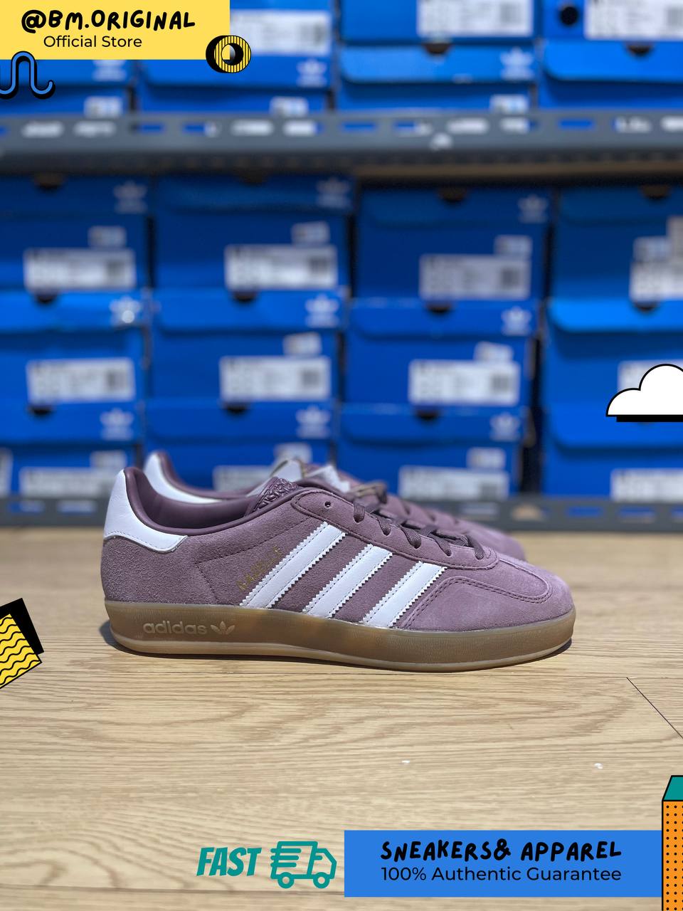 Adidas Gazelle Indoor Shadow Fig Cloud White Gum IH5483