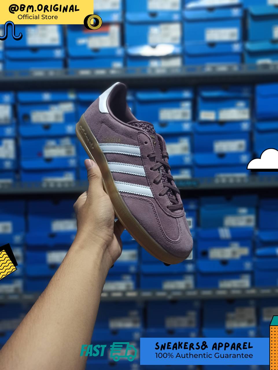 Adidas Gazelle Indoor Shadow Fig Cloud White Gum IH5483