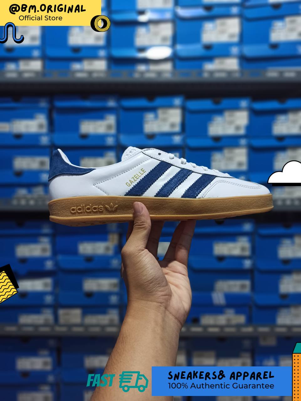 Adidas Gazelle Indoor White Mystery Blue Gum JS4146