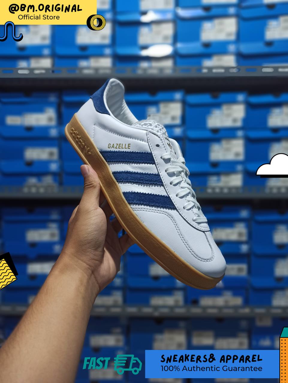 Adidas Gazelle Indoor White Mystery Blue Gum JS4146