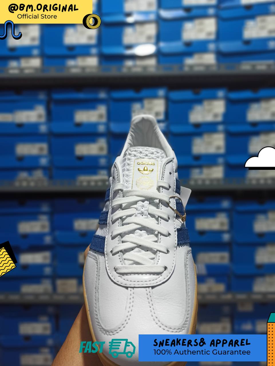 Adidas Gazelle Indoor White Mystery Blue Gum JS4146