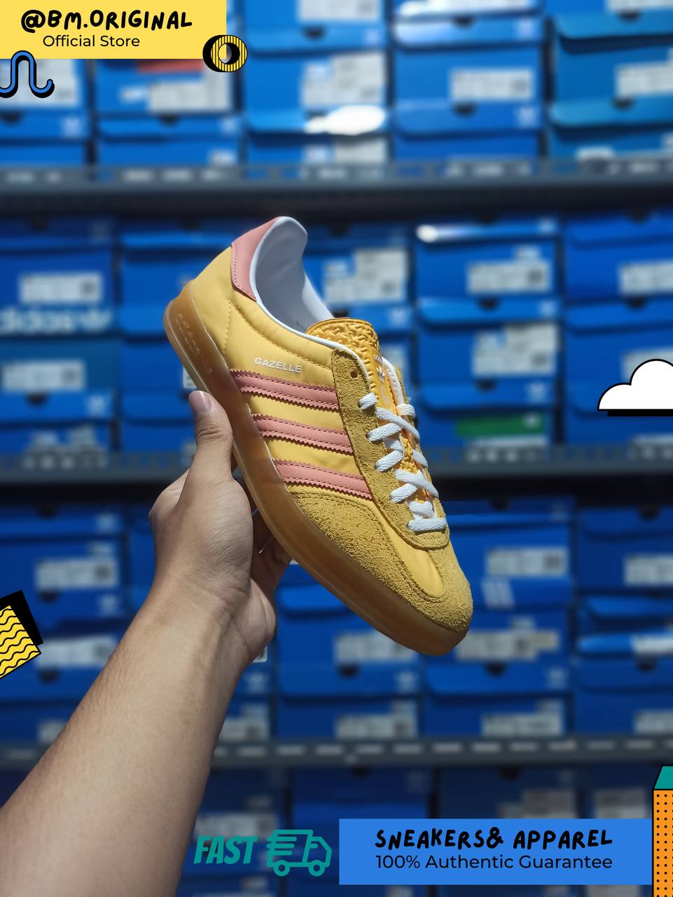 Adidas Gazelle Indoor Yellow Preloved Pink Gumsole IE2959