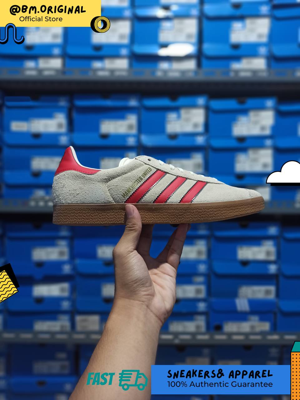 Adidas Gazelle Manchester United Cream White MUFC Red Core Black JS3040