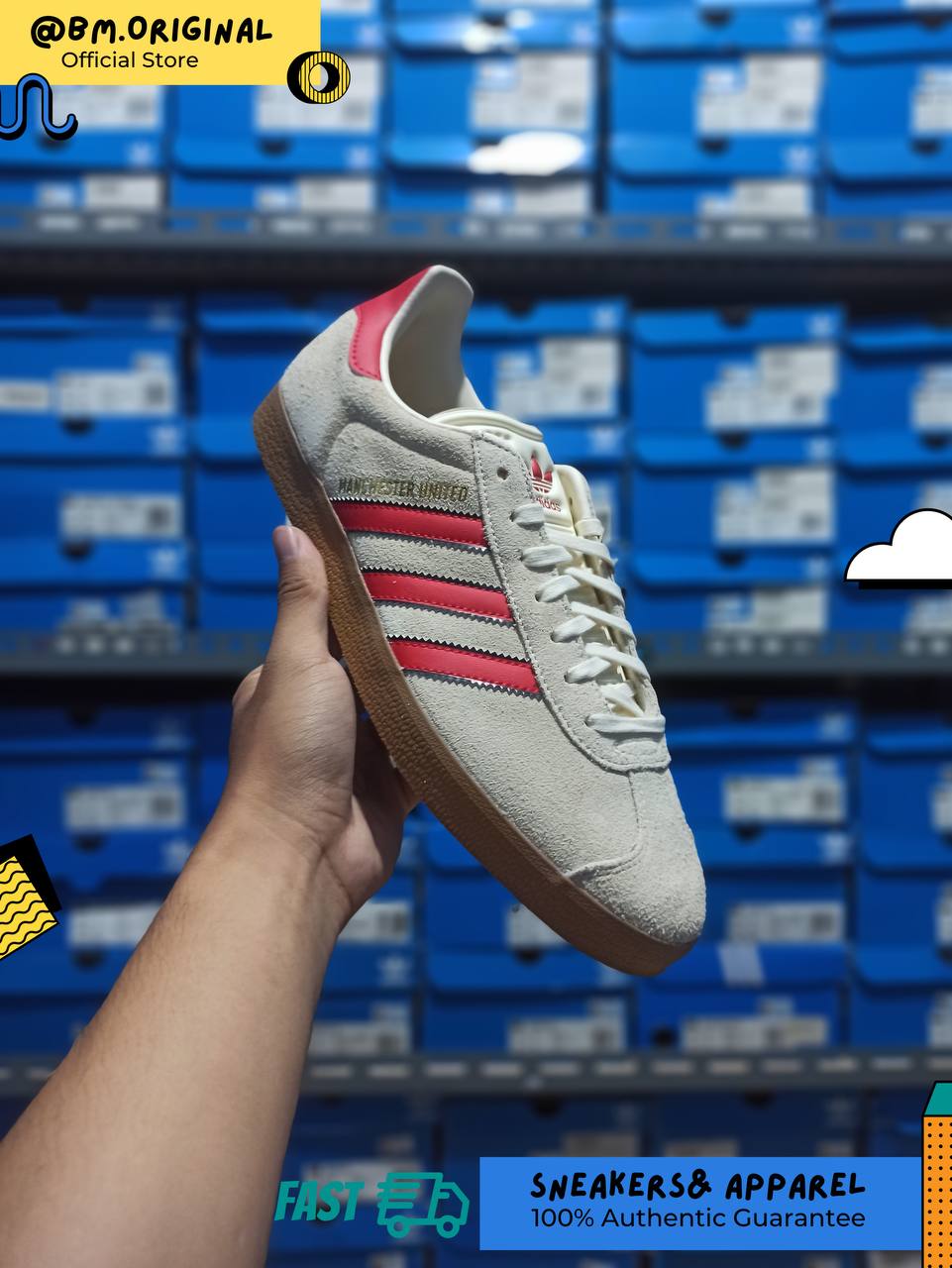Adidas Gazelle Manchester United Cream White MUFC Red Core Black JS3040