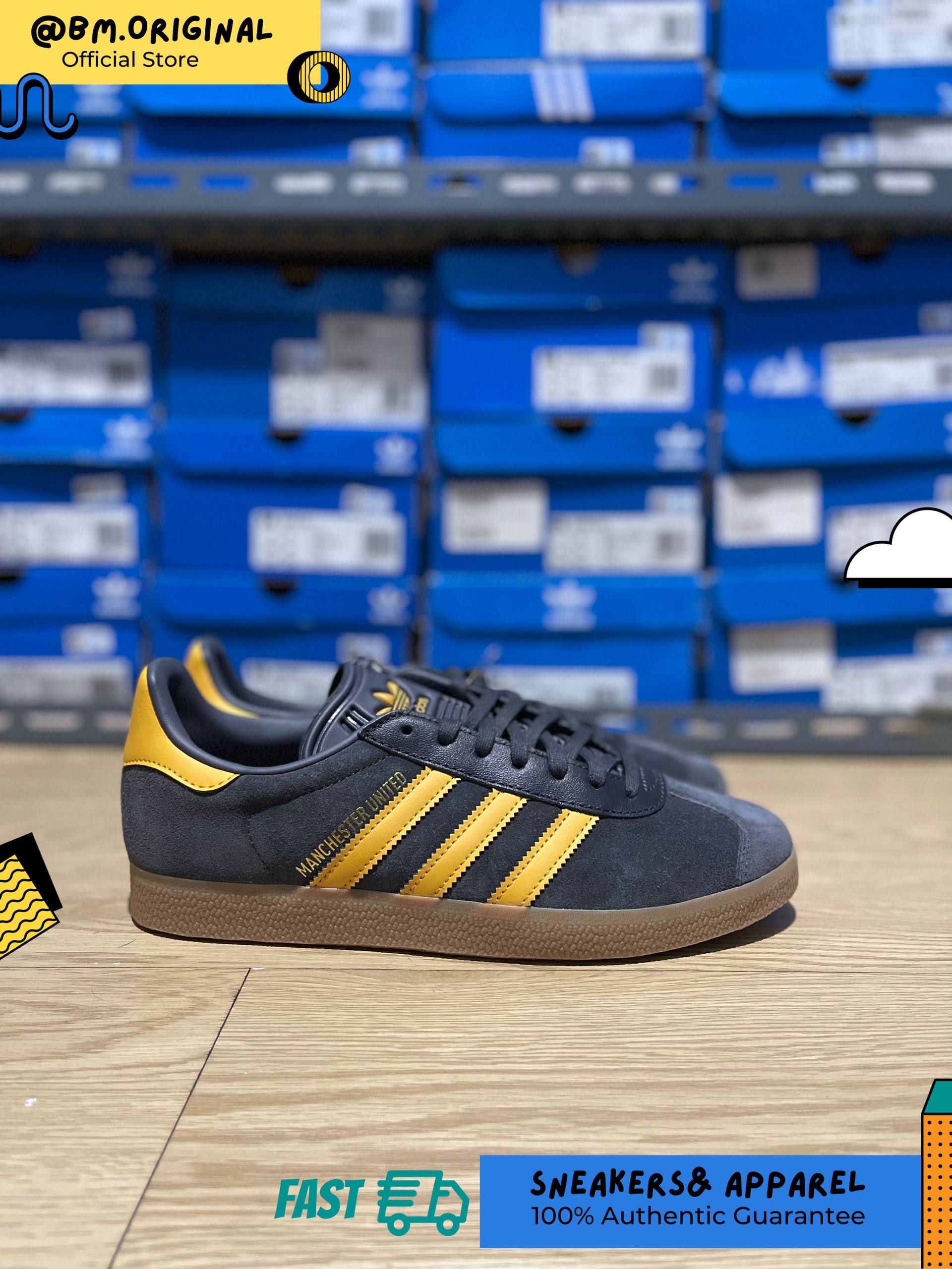 Adidas Gazelle Manchester United Utility Black Preloved Yellow Gum JR1410