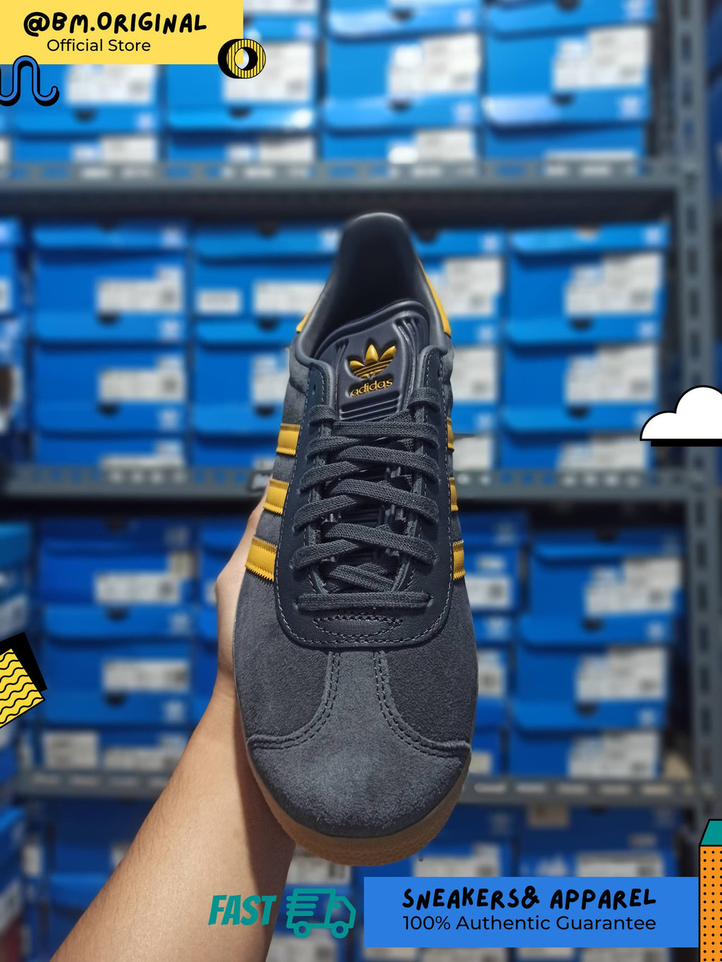 Adidas Gazelle Manchester United Utility Black Preloved Yellow Gum JR1410