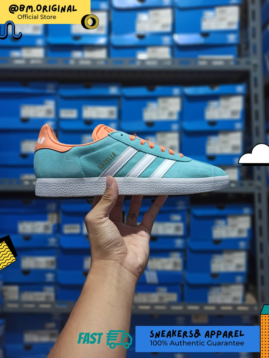 Adidas Gazelle x Inter Miami CF Easy Mint Cloud White Easy Orange IH2627