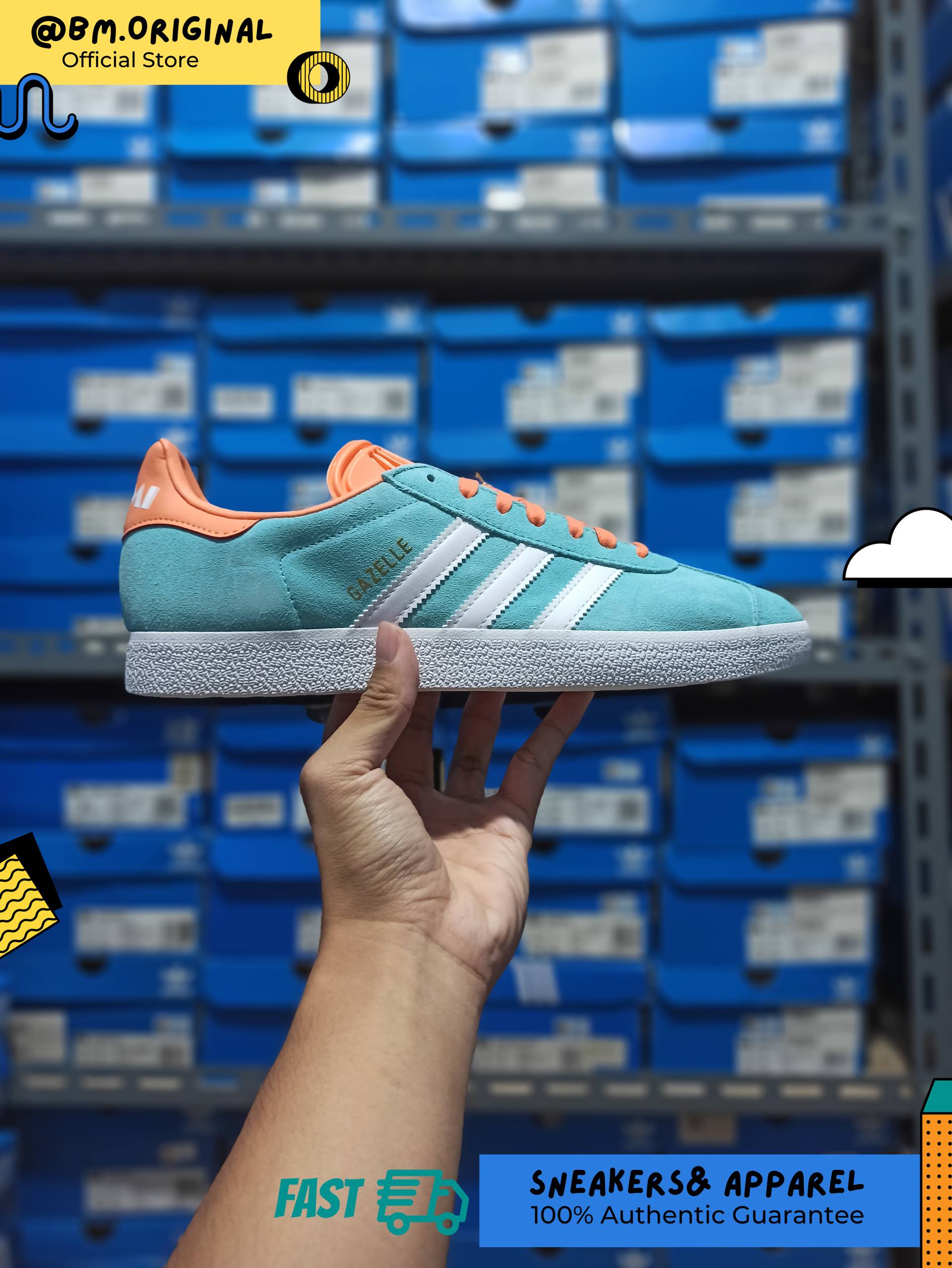 Adidas Gazelle x Inter Miami CF Easy Mint Cloud White Easy Orange IH2627