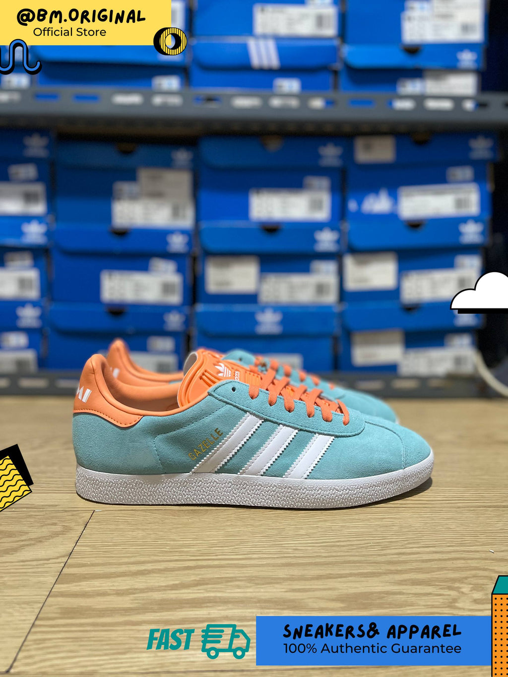 Adidas Gazelle x Inter Miami CF Easy Mint Cloud White Easy Orange IH2627