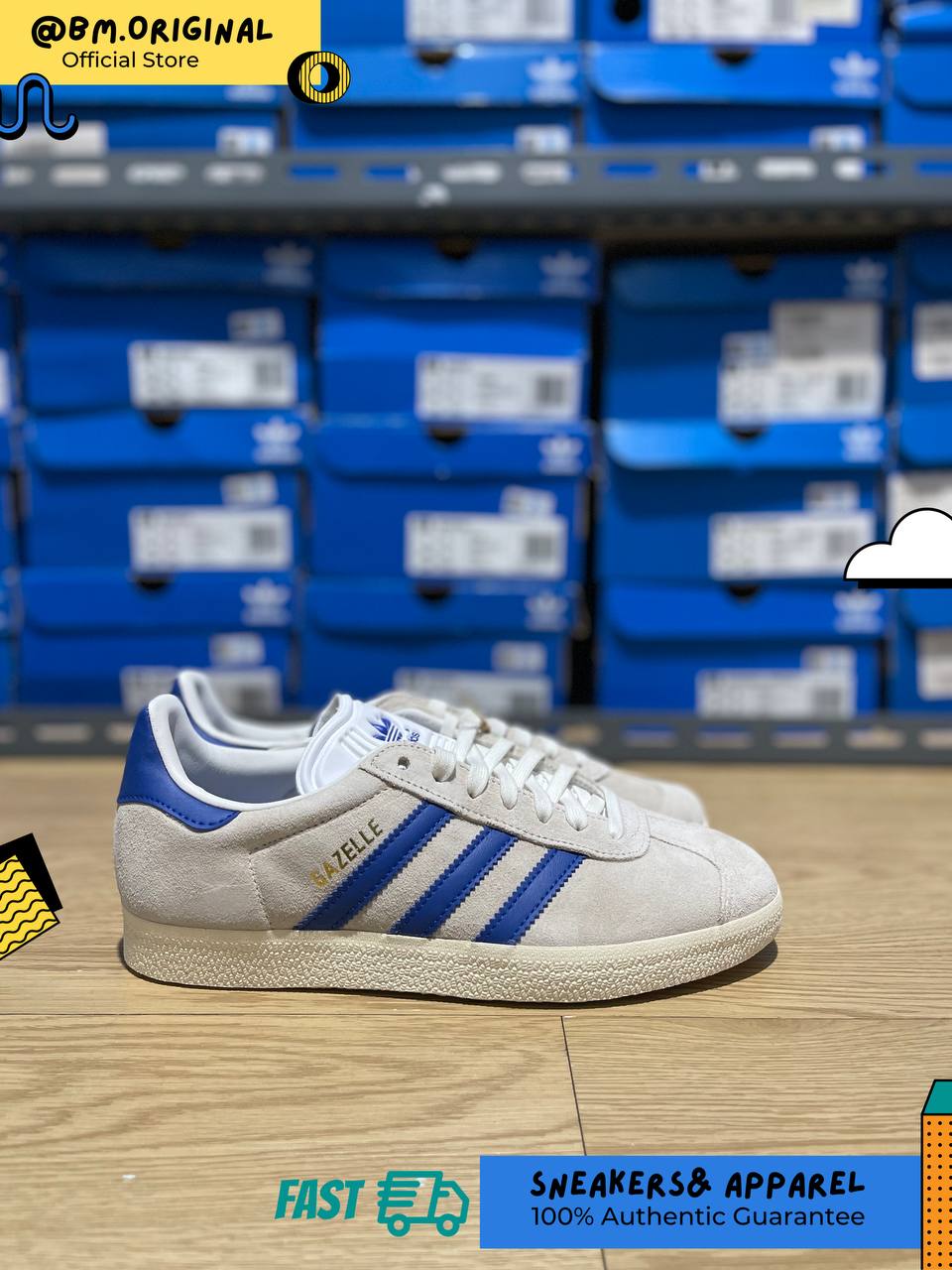Adidas Gazelle x Manchester United Off White Royal Blue Cream White IH2633