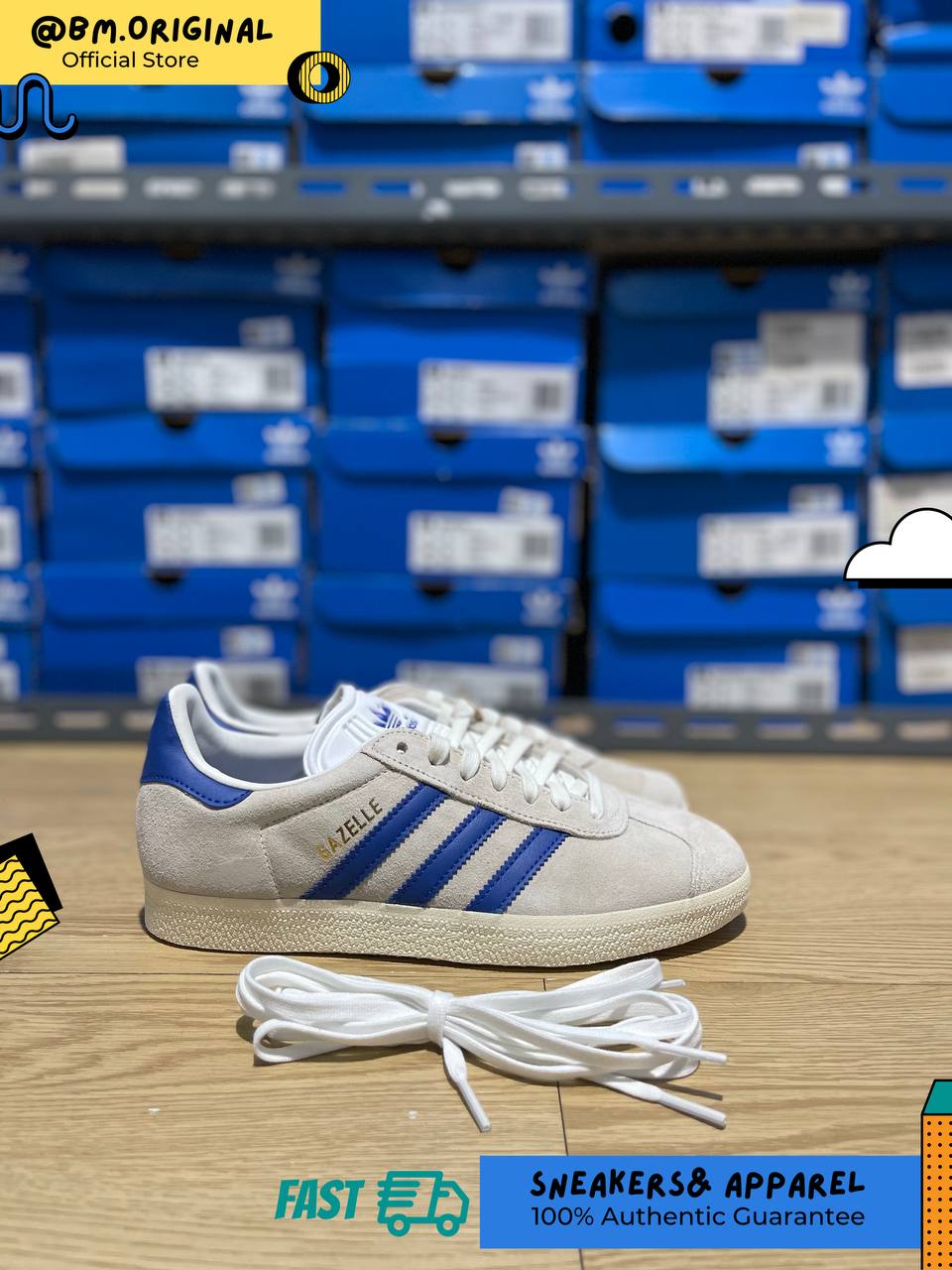 Adidas Gazelle x Manchester United Off White Royal Blue Cream White IH2633