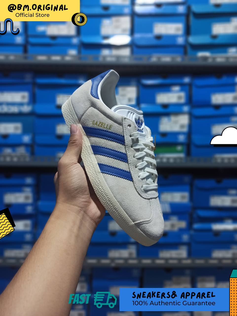 Adidas Gazelle x Manchester United Off White Royal Blue Cream White IH2633