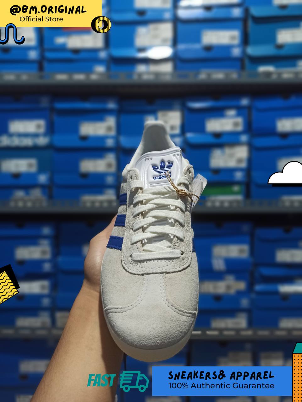 Adidas Gazelle x Manchester United Off White Royal Blue Cream White IH2633
