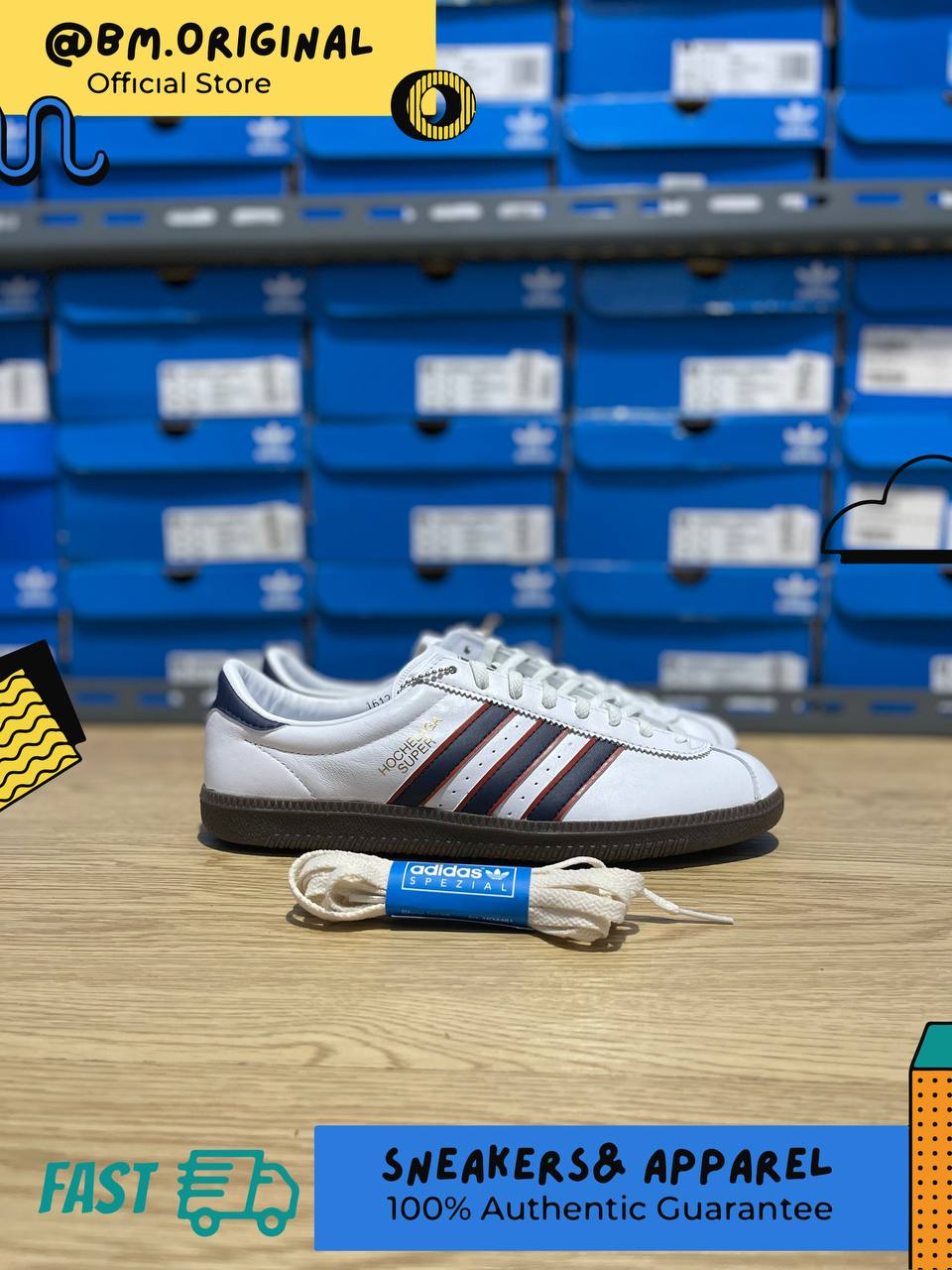 Adidas Hochelaga SPZL Cloud White Collegiate Navy Orange HQ4481