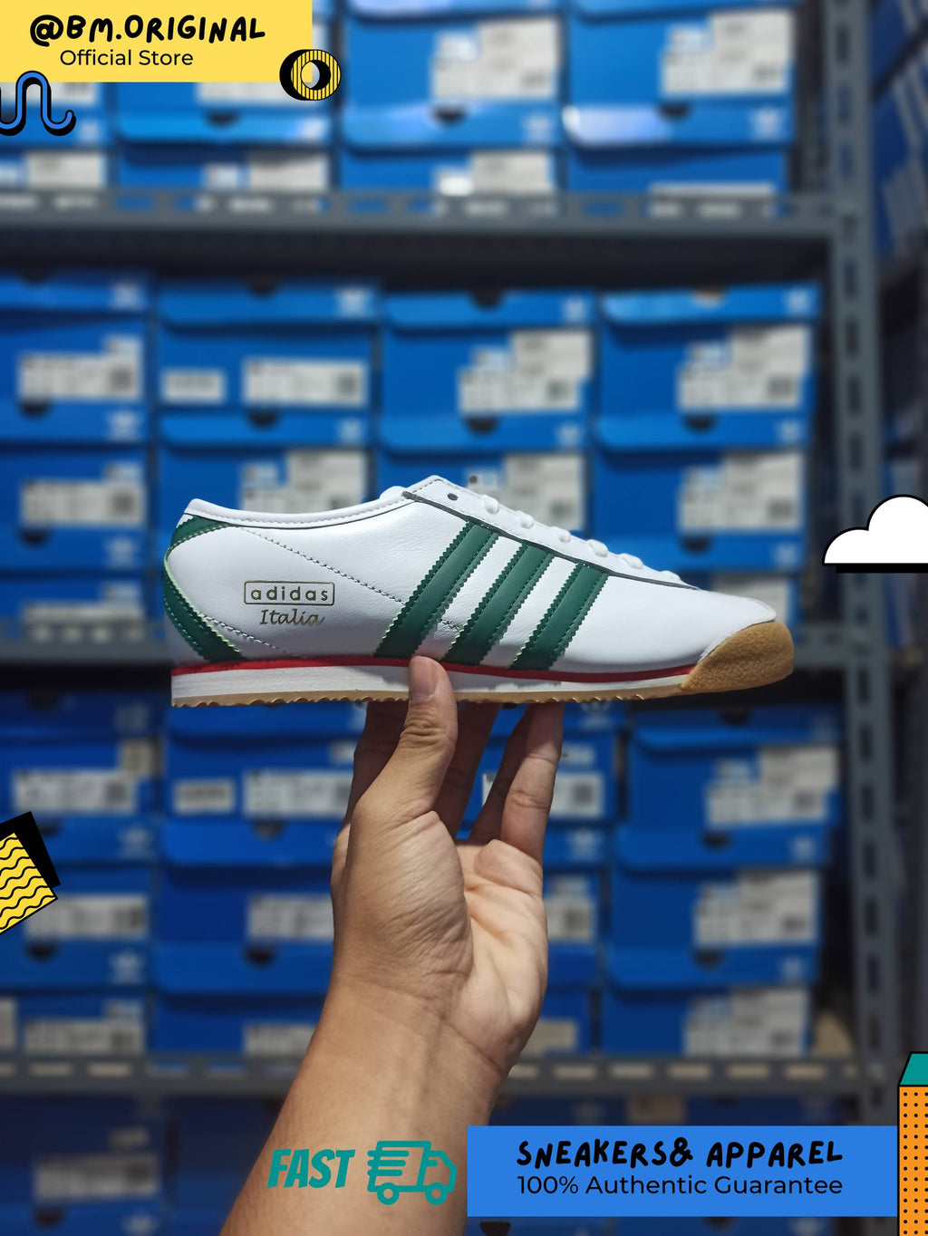 Adidas Italia 70s Cloud White Collegiate Green Gum JS1325