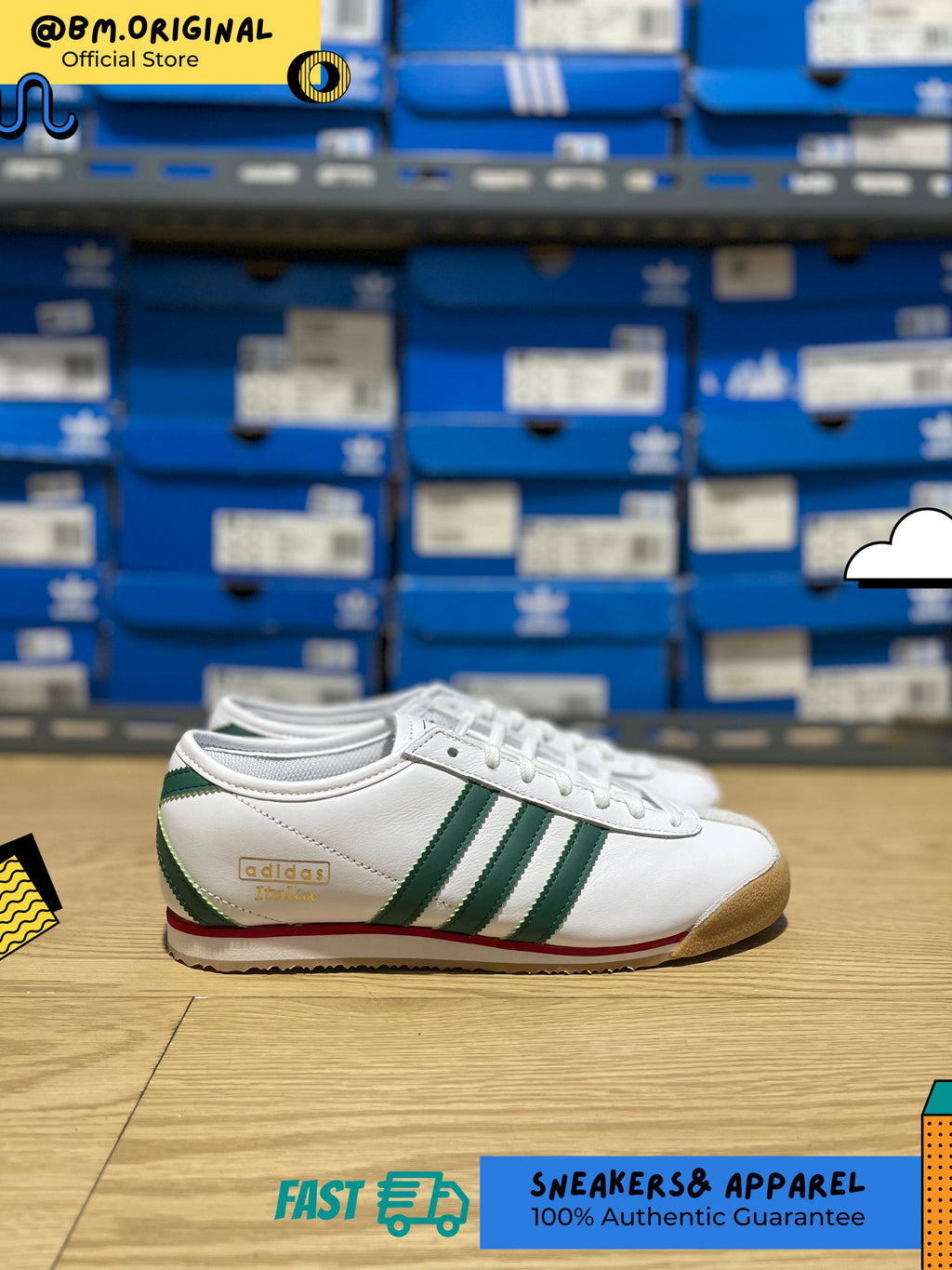Adidas Italia 70s Cloud White Collegiate Green Gum JS1325