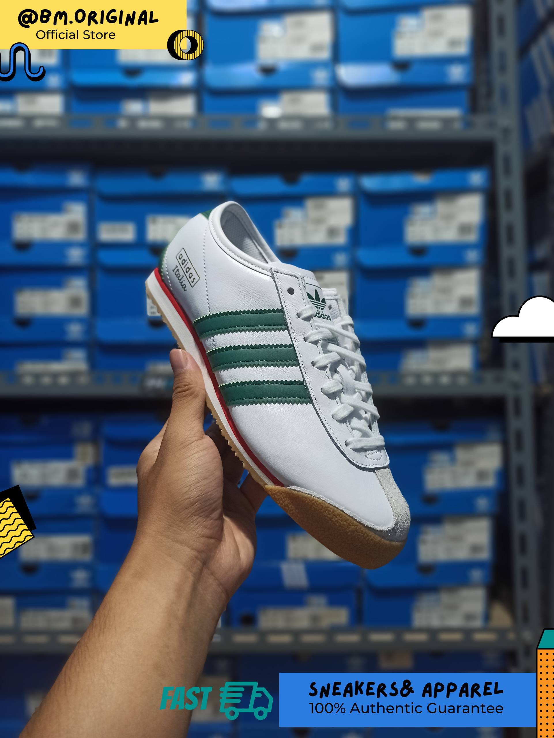 Adidas Italia 70s Cloud White Collegiate Green Gum JS1325