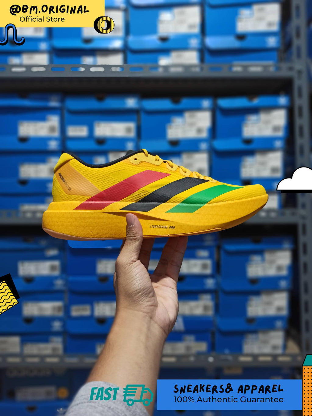 Adidas Jamaica 26 x Bob Marley Adizero EVO SL Bold Green Vivid Green Pure Ruby KJ3625