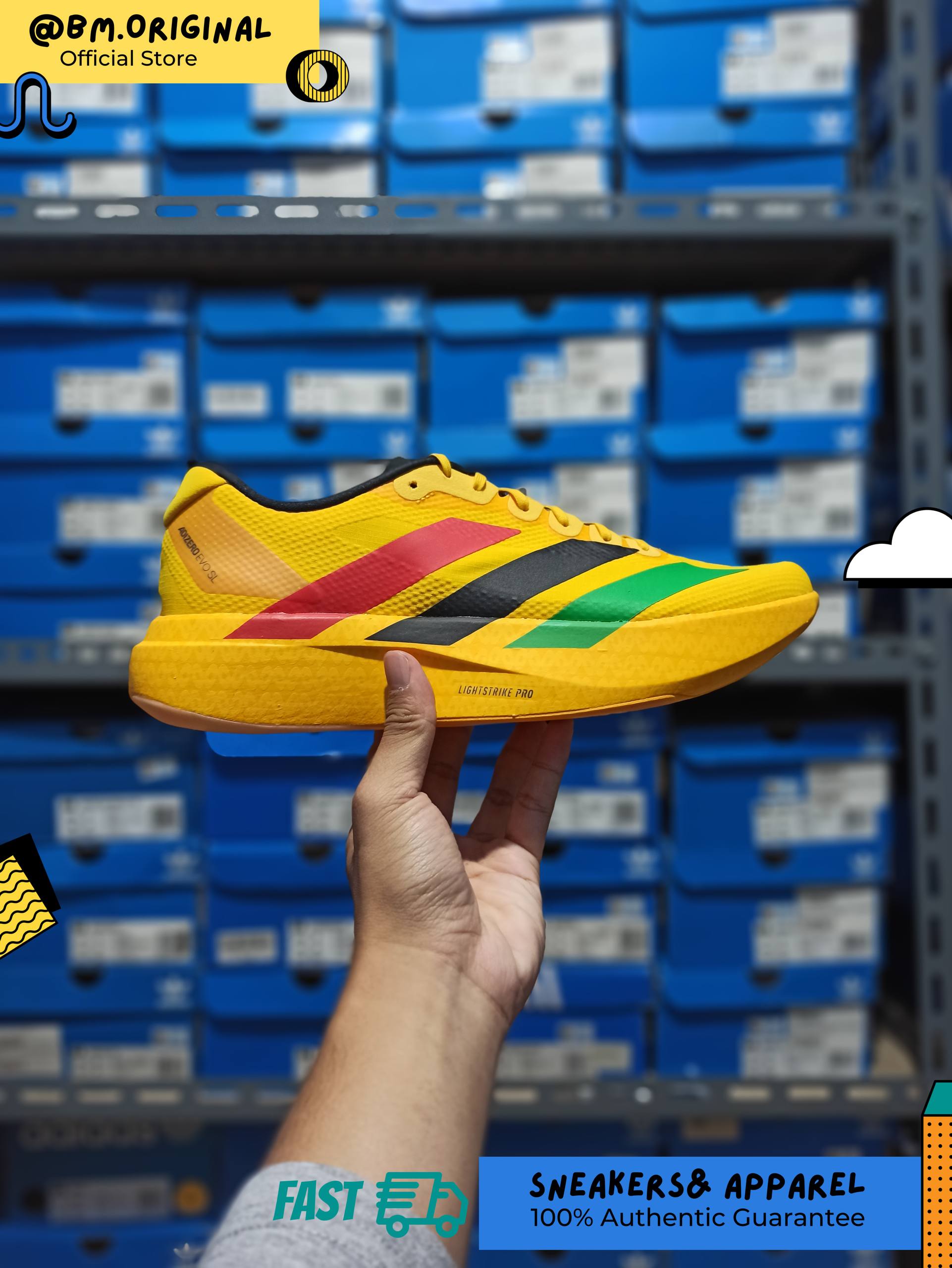 Adidas Jamaica 26 x Bob Marley Adizero EVO SL Bold Green Vivid Green Pure Ruby KJ3625
