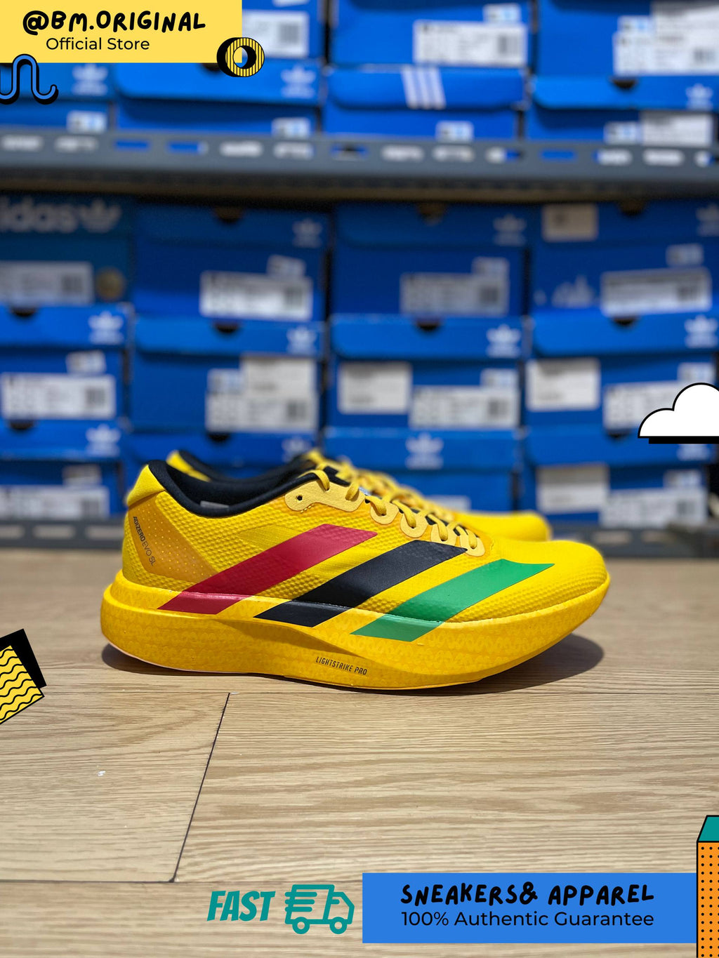 Adidas Jamaica 26 x Bob Marley Adizero EVO SL Bold Green Vivid Green Pure Ruby KJ3625
