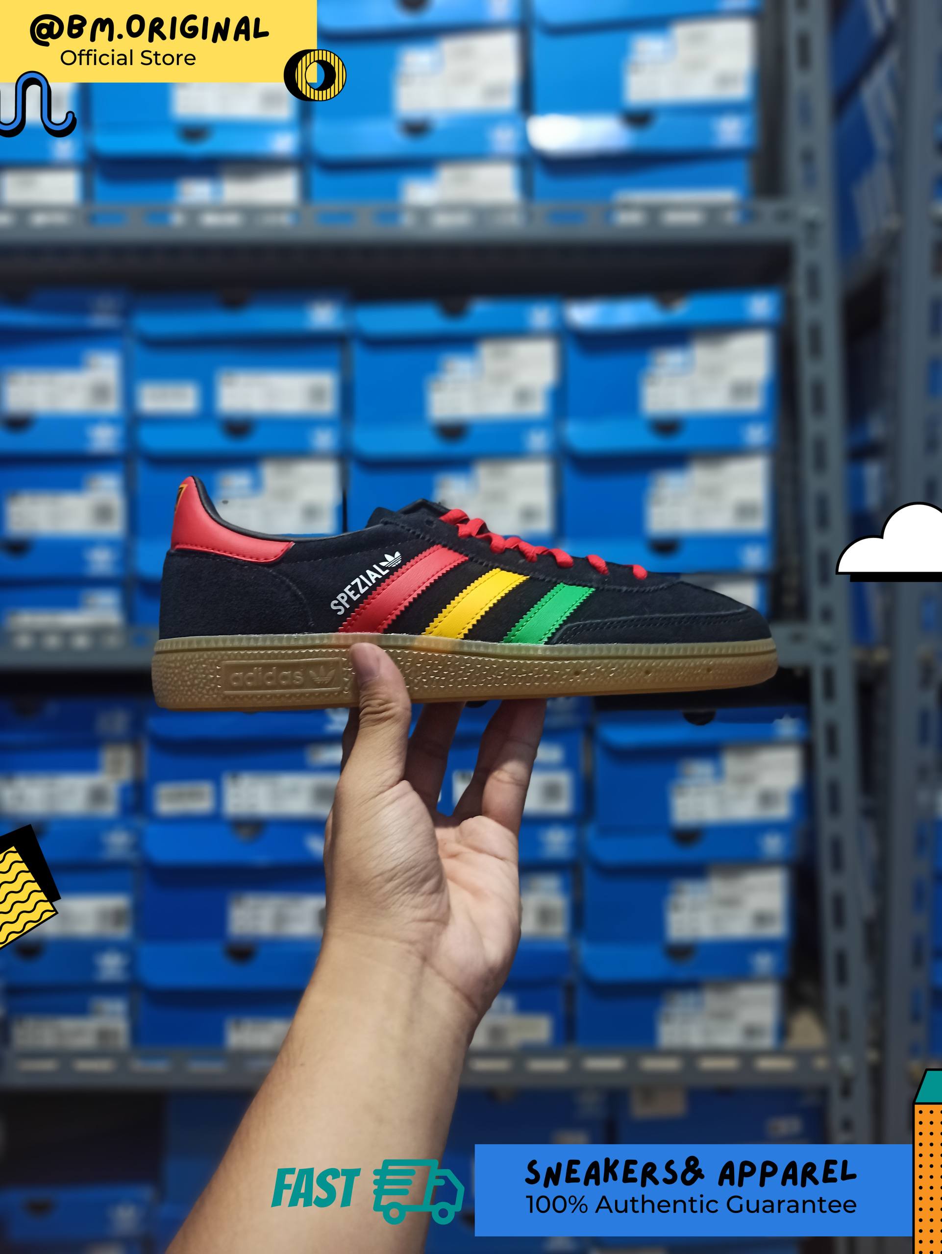 Adidas Jamaica x Bob Marley Spezial Handball Core Black Pure Ruby Bold Gold HQ9437