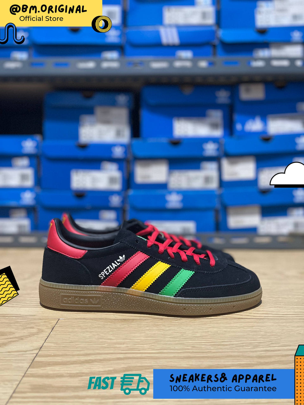 Adidas Jamaica x Bob Marley Spezial Handball Core Black Pure Ruby Bold Gold HQ9437