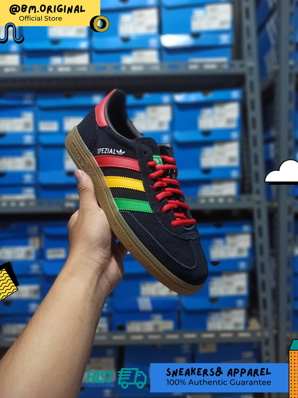 Adidas Jamaica x Bob Marley Spezial Handball Core Black Pure Ruby Bold Gold HQ9437