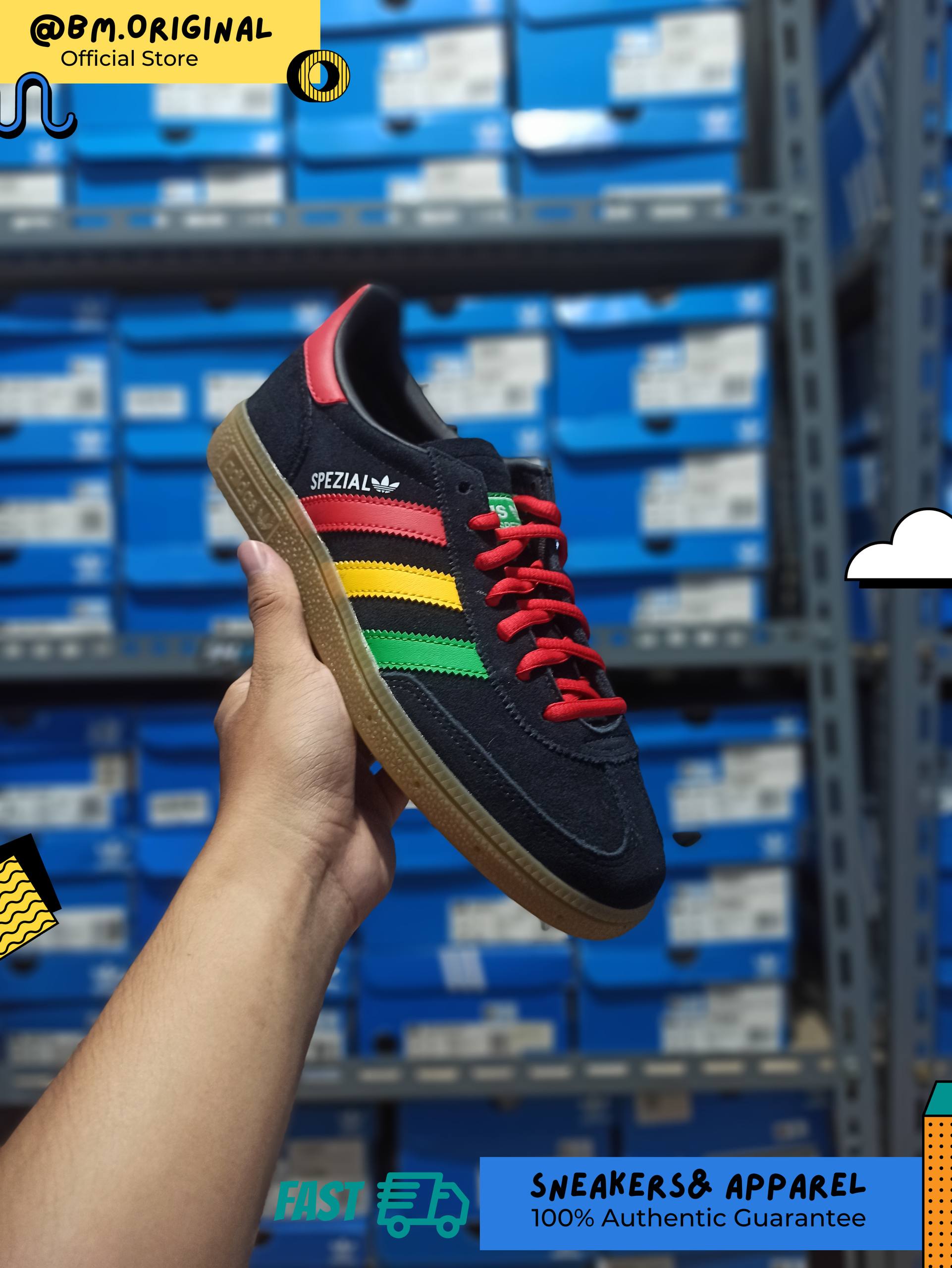 Adidas Jamaica x Bob Marley Spezial Handball Core Black Pure Ruby Bold Gold HQ9437