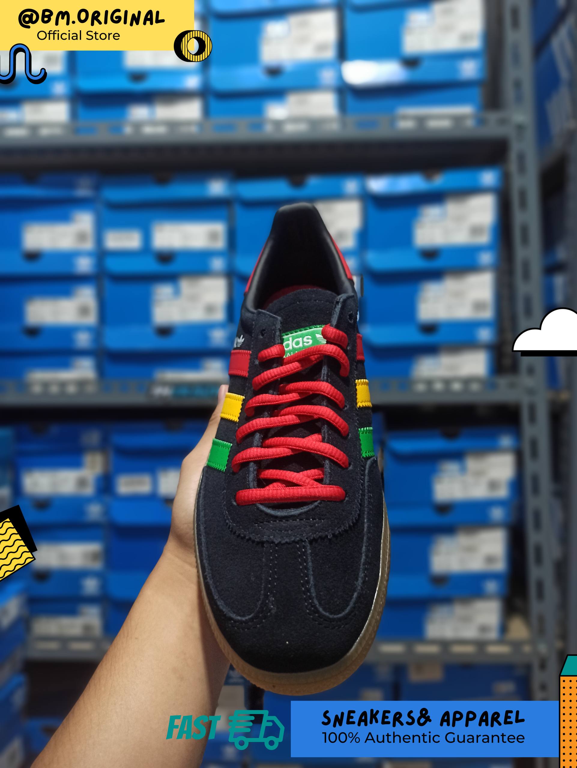 Adidas Jamaica x Bob Marley Spezial Handball Core Black Pure Ruby Bold Gold HQ9437
