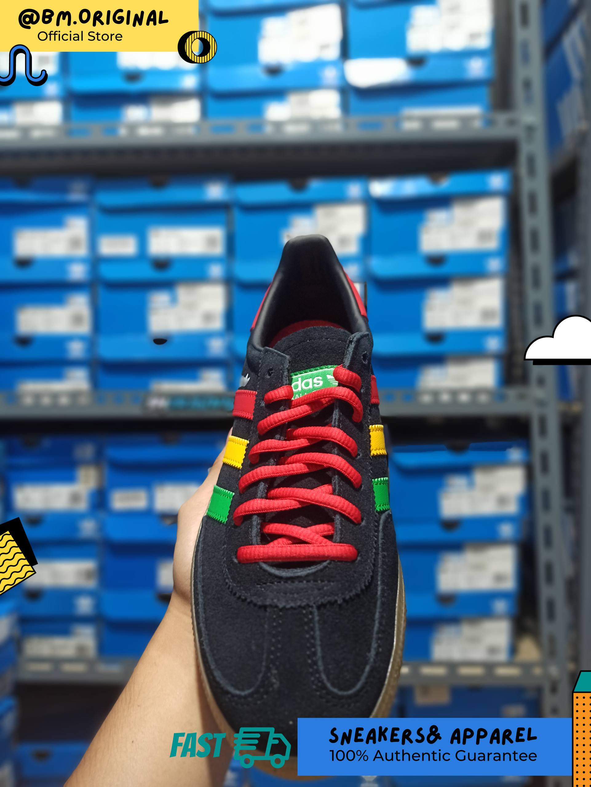 Adidas Jamaica x Bob Marley Spezial Handball Core Black Pure Ruby Bold Gold HQ9437