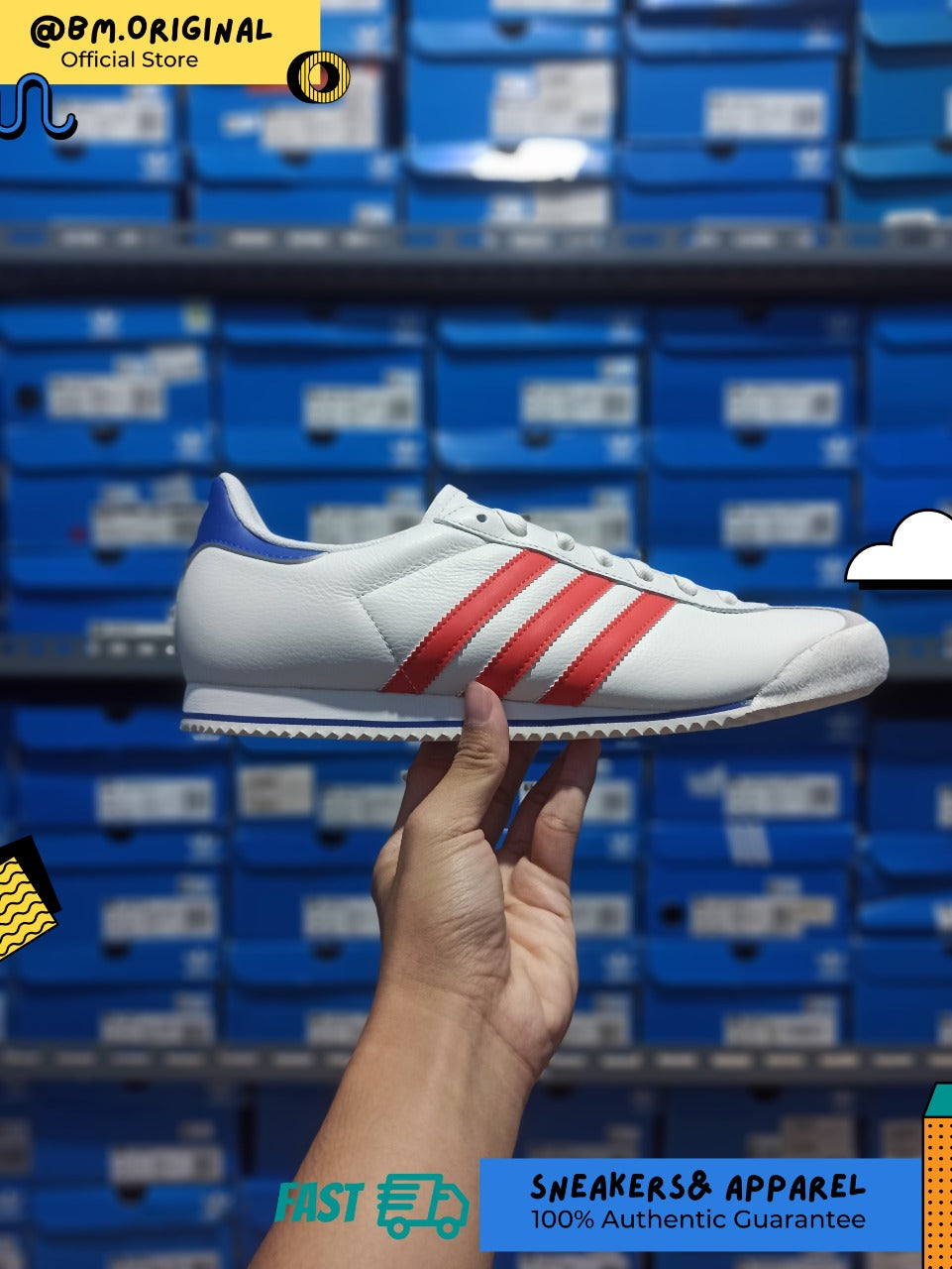 Adidas Kick 74 Core White Bright Red Royal Blue IG8952
