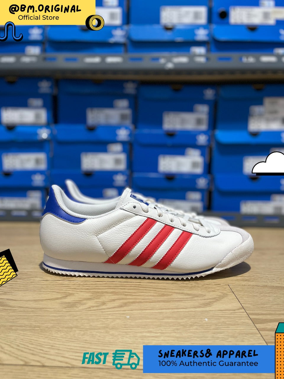 Adidas Kick 74 Core White Bright Red Royal Blue IG8952
