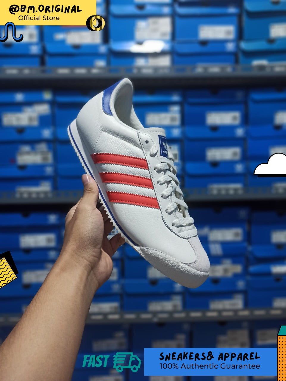 Adidas Kick 74 Core White Bright Red Royal Blue IG8952