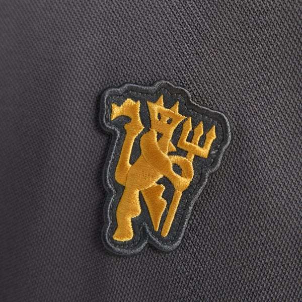 Adidas Manchester United Terrace Icons Long Sleeve Polo Shirt Utility Black JN2822
