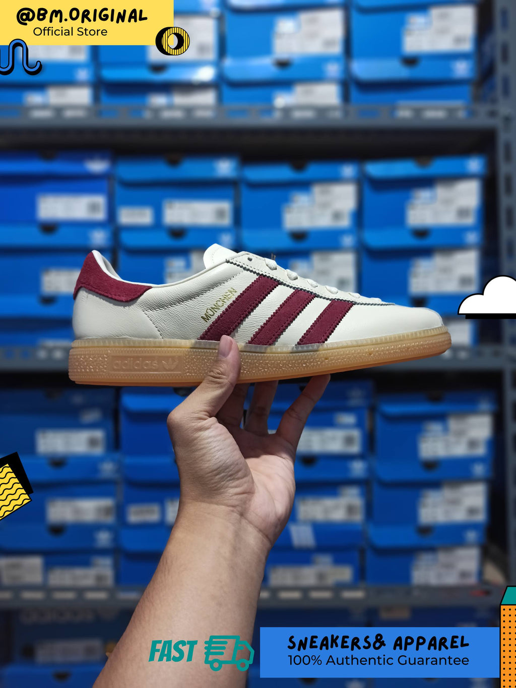 Adidas Munchen Cream White Burgundy KK2935