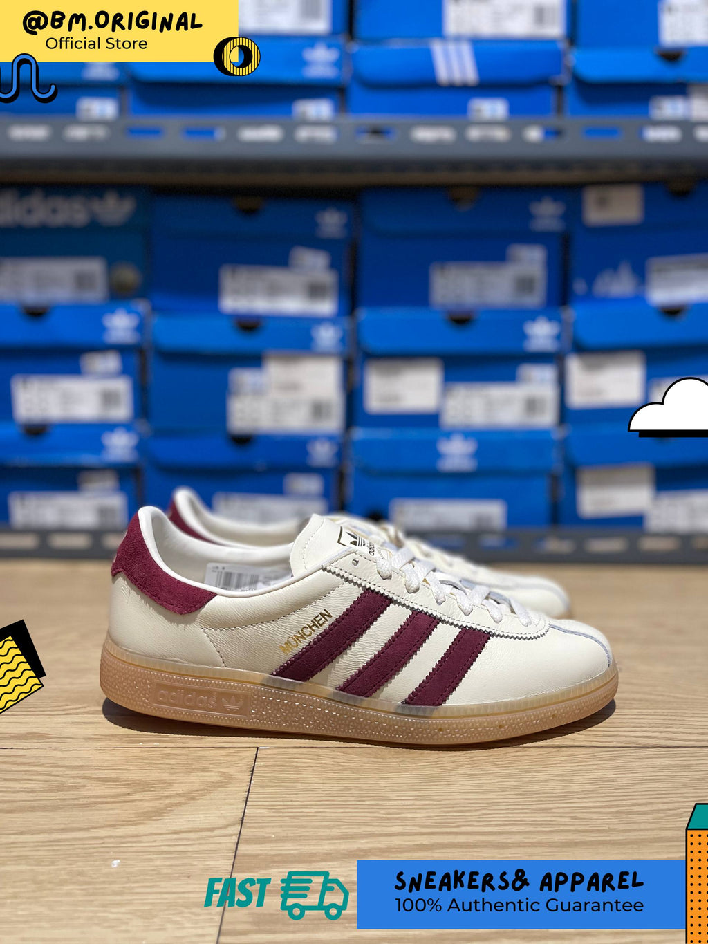 Adidas Munchen Cream White Burgundy KK2935