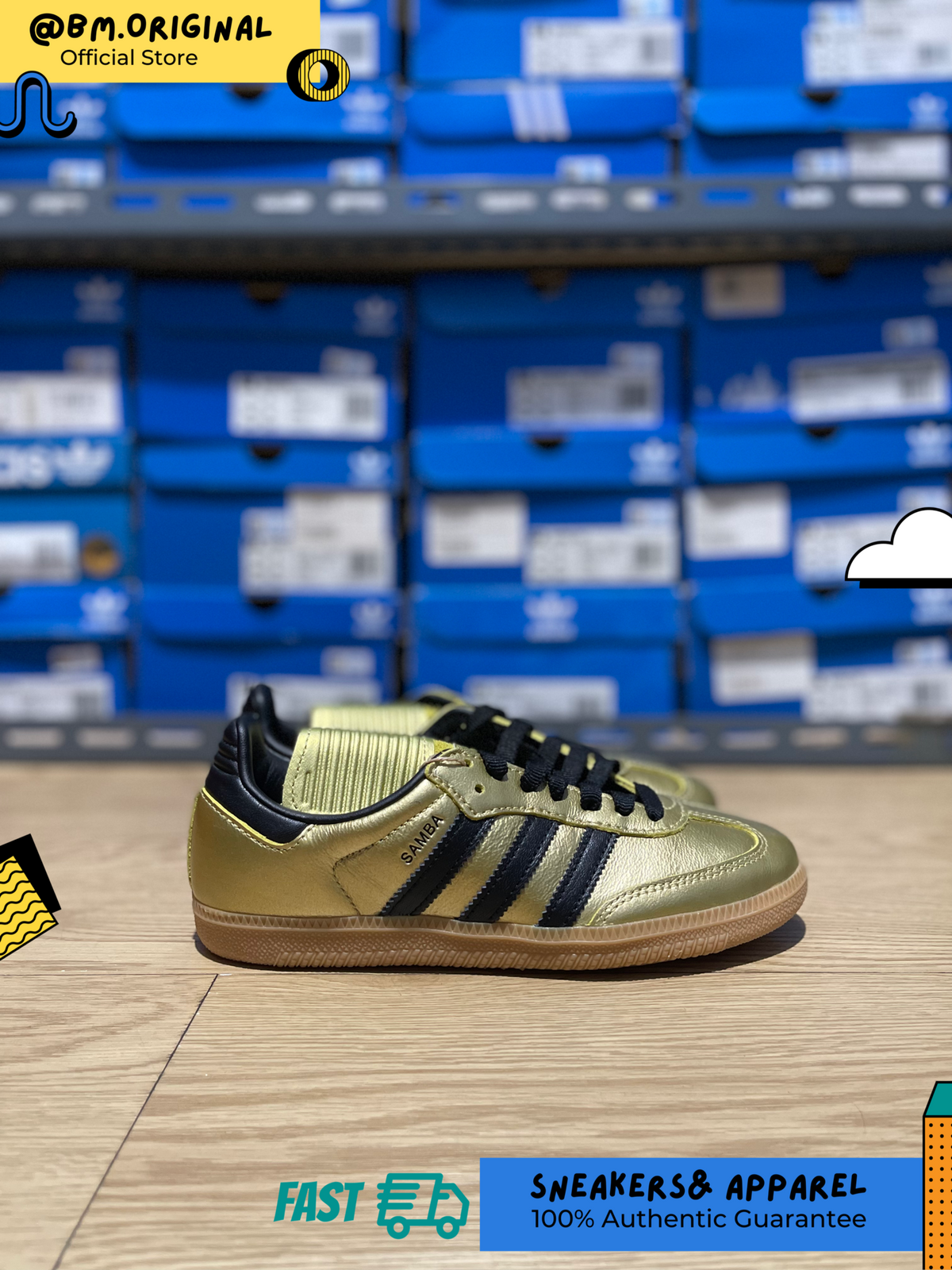 Adidas SAMBA LT Gold Metallic Core Black Gum JH5708
