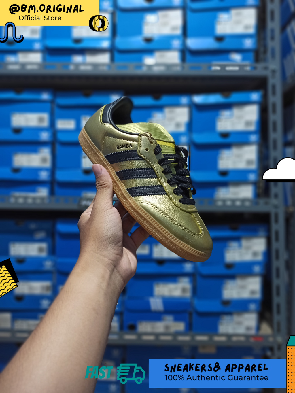 Adidas SAMBA LT Gold Metallic Core Black Gum JH5708