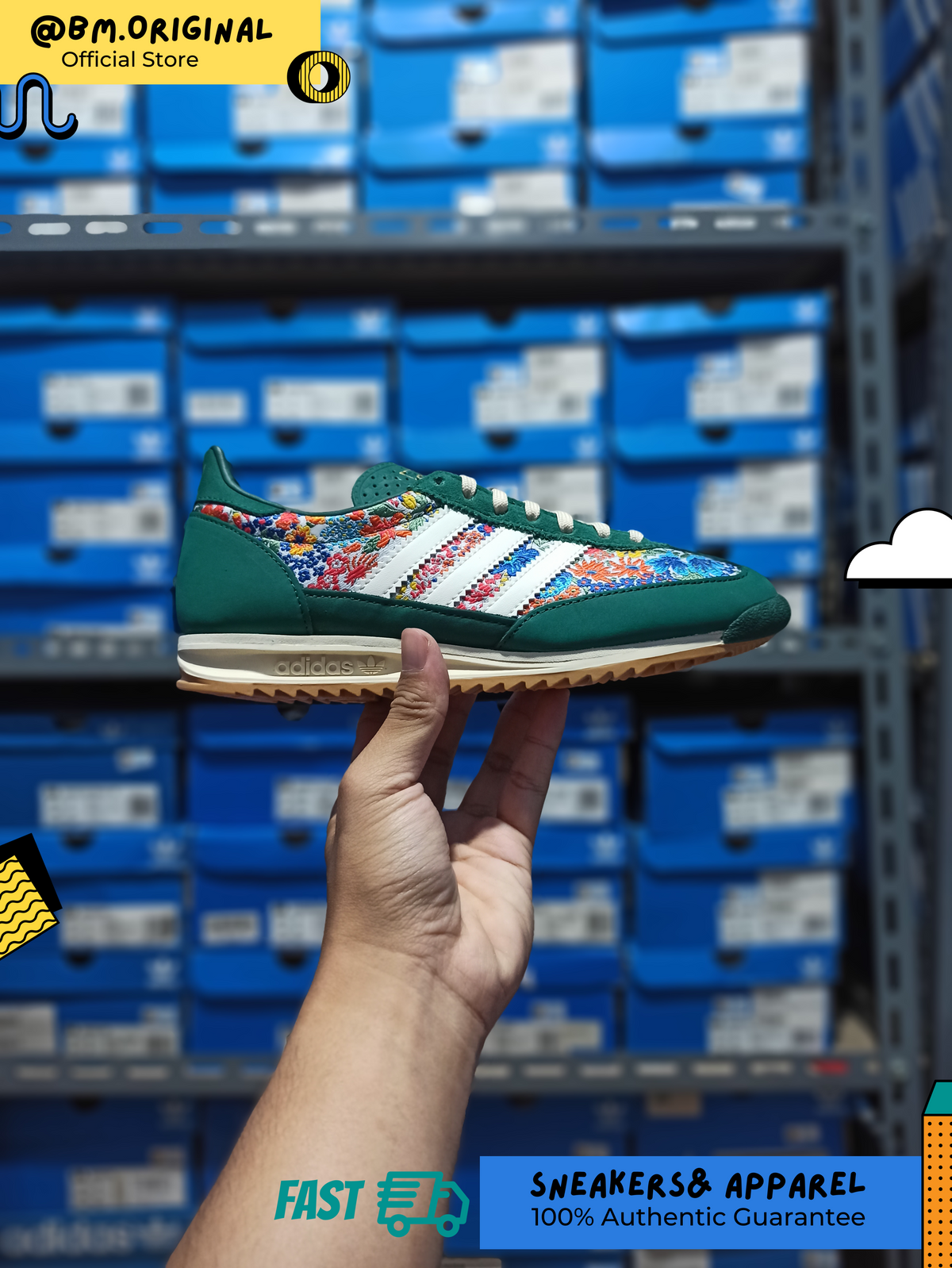 Adidas SL 72 OG x Liberty London Collegiate Green Cream White Gum JH7226