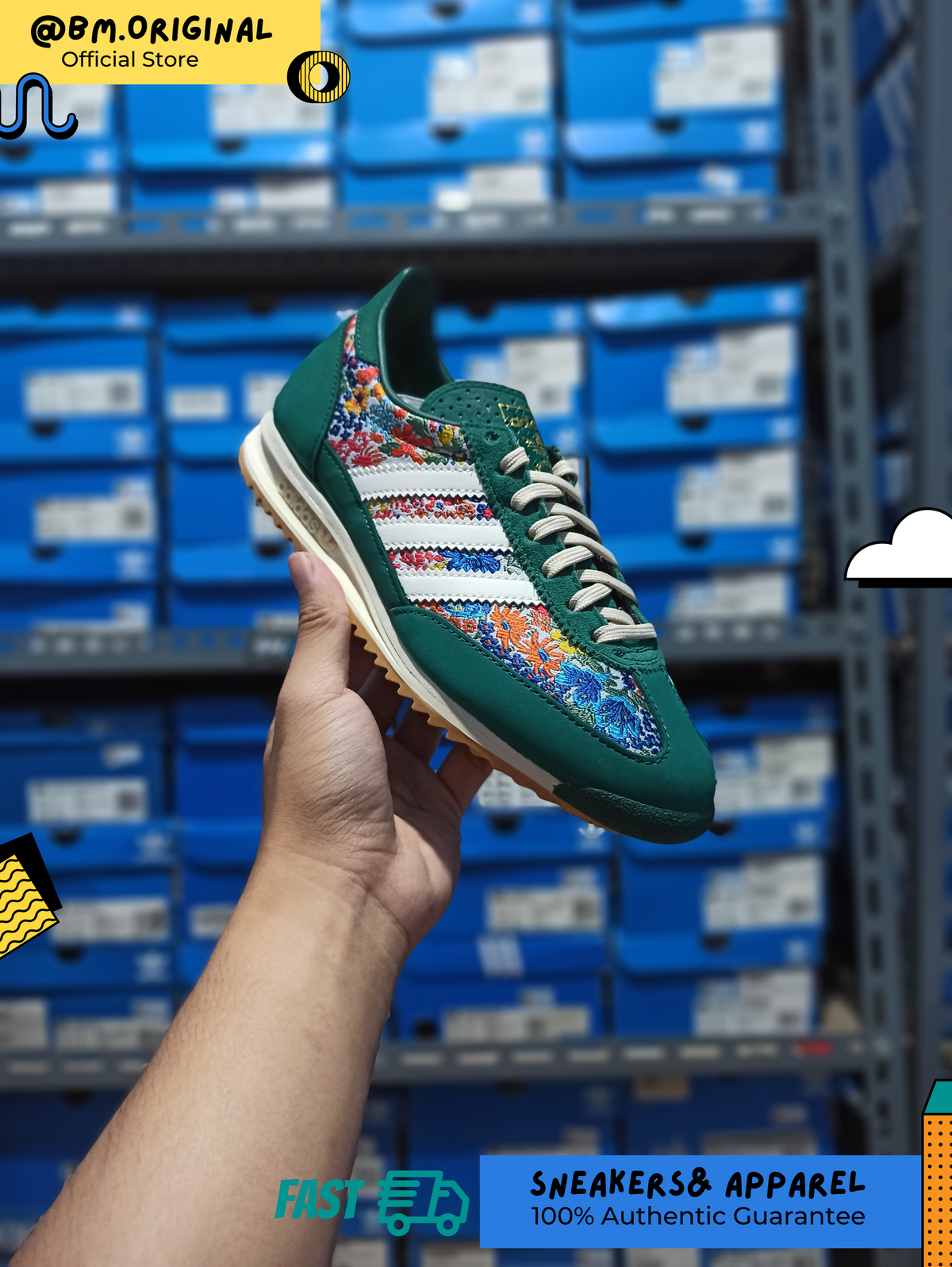 Adidas SL 72 OG x Liberty London Collegiate Green Cream White Gum JH7226